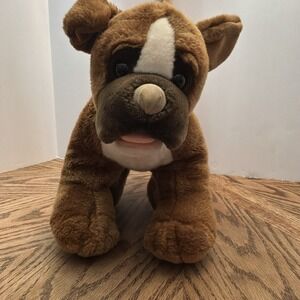 Boxer Dog‎ Plush Build A Bear Brown BAB Stuffed Animal Sound Poseable Ears 15"
